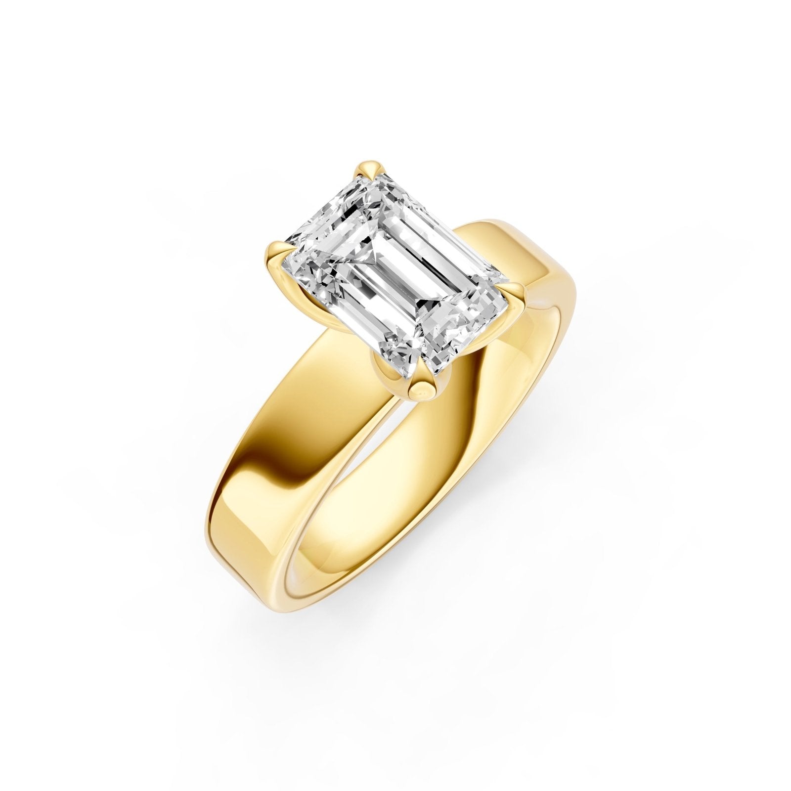 Birmingham Jewelry - Petal Wide Engagement Ring (Emerald Cut) - Birmingham Jewelry