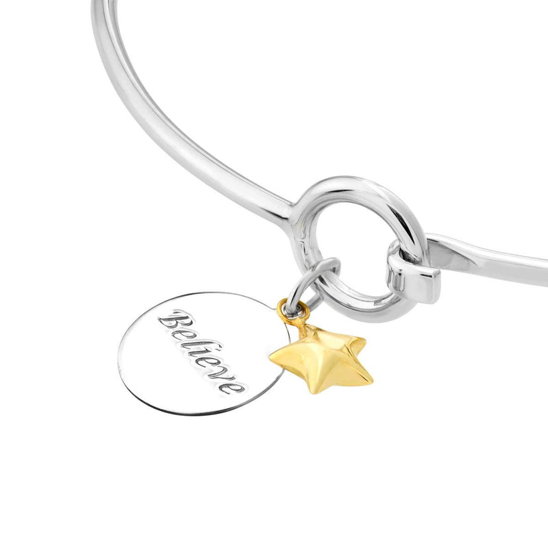 Birmingham Jewelry - Sterling Silver Believe Bangle with Star Dangle - Birmingham Jewelry