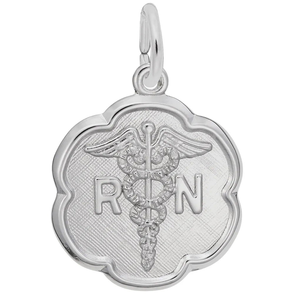 Rembrandt Charms - Rembrandt Charms - Rn Caduceus Scalloped Disc Charm - 0181 - Birmingham Jewelry