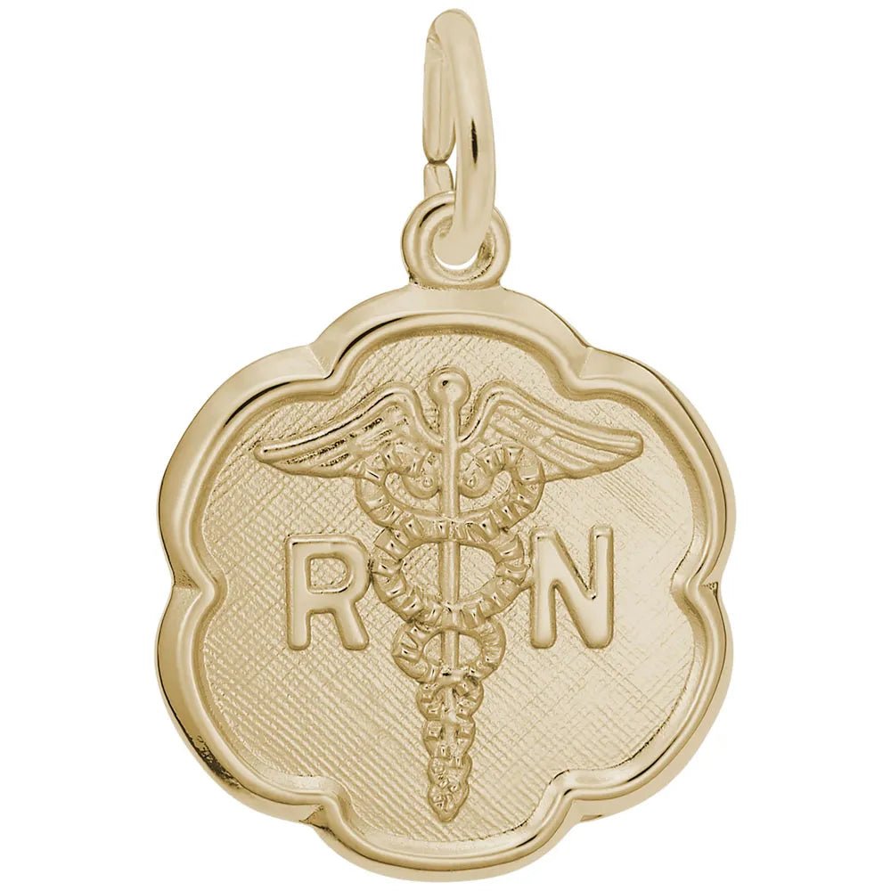 Rembrandt Charms - Rembrandt Charms - Rn Caduceus Scalloped Disc Charm - 0181 - Birmingham Jewelry