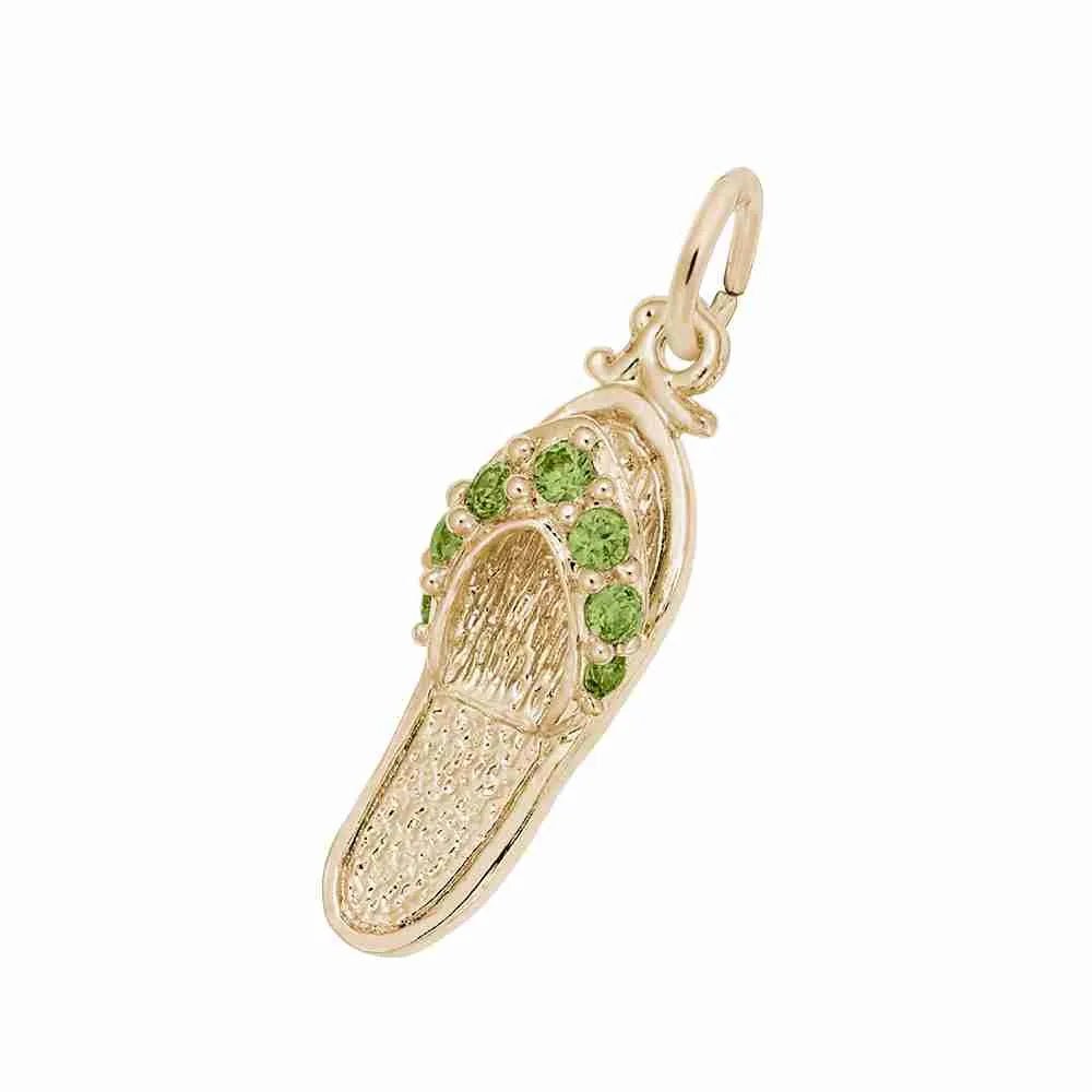 Rembrandt Charms - Rembrandt Charms - Sandal with Peridot Stones Charm - 2730 - 08 - Birmingham Jewelry