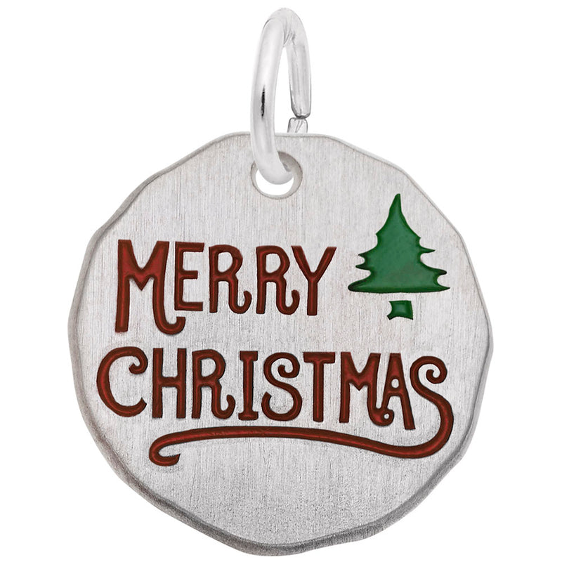 Rembrandt Charms - Merry Christmas Tag Charm - 1634 Rembrandt Charms Charm Birmingham Jewelry 