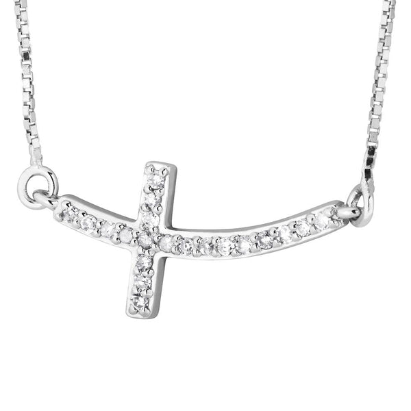 Silver Cross Necklace - BJEESP264D Birmingham Jewelry Silver Necklace Birmingham Jewelry 