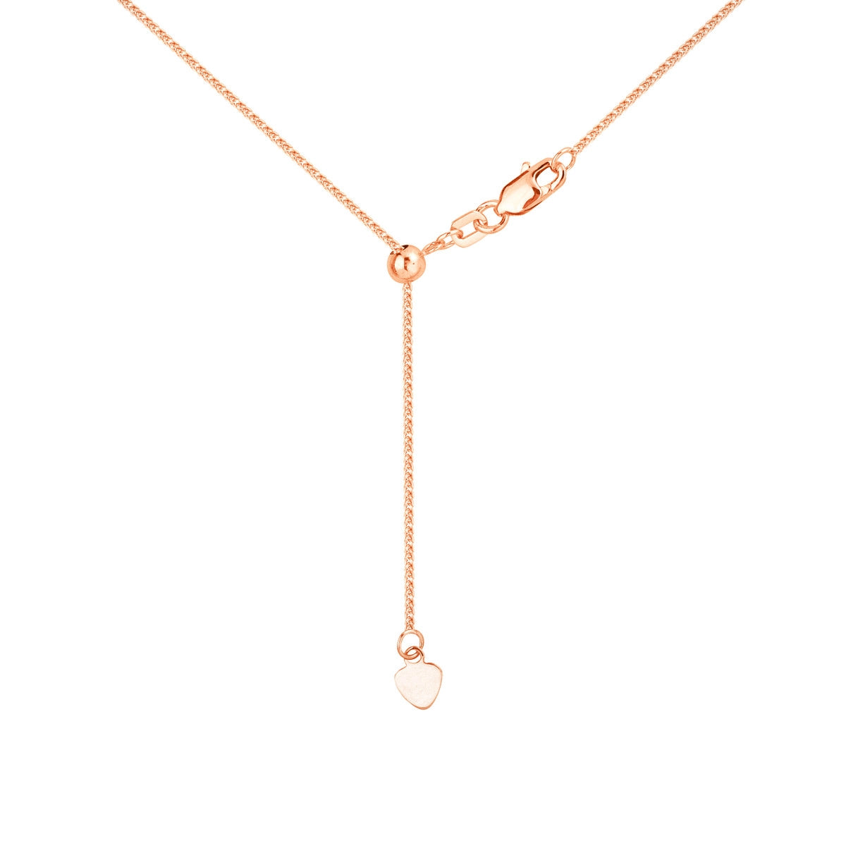 14K Gold 1.15mm Square Wheat Chain with Slider Bead Birmingham Jewelry Chain Birmingham Jewelry 