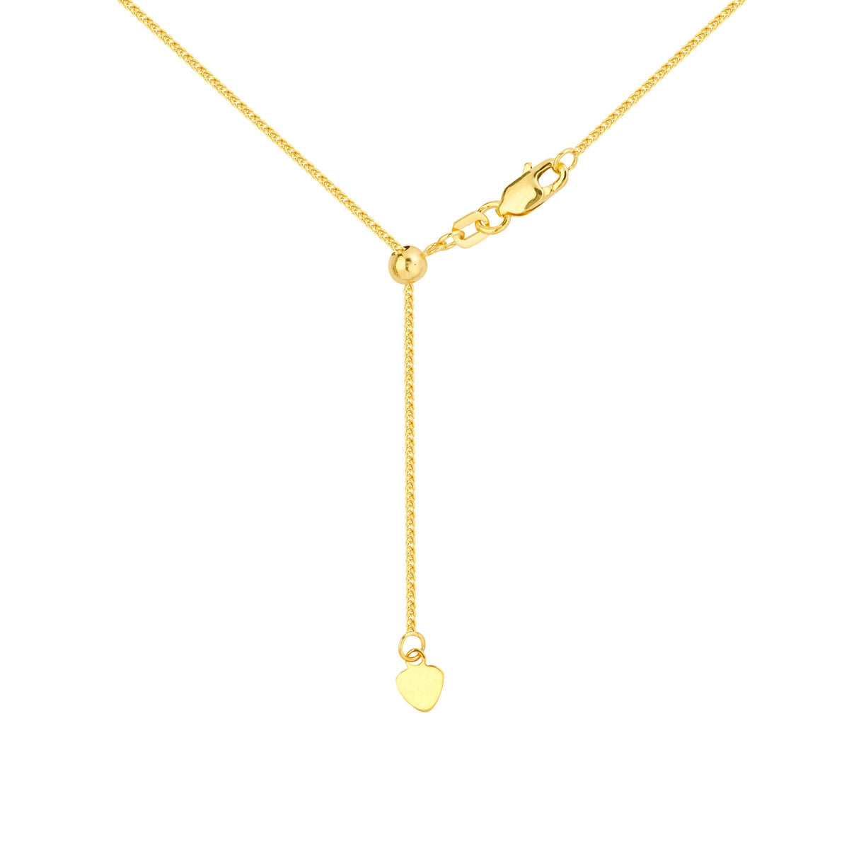 14K Gold 1.15mm Square Wheat Chain with Slider Bead Birmingham Jewelry Chain Birmingham Jewelry 