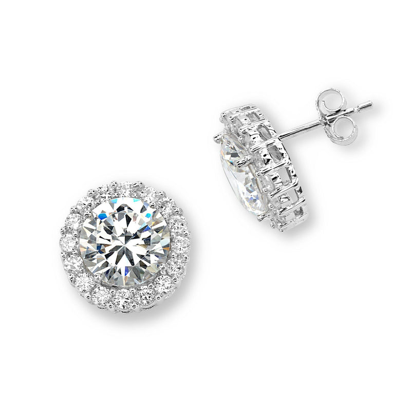 Silver Round Stud Earrings - BJSESE925CCZ Birmingham Jewelry Silver Earrings Birmingham Jewelry 