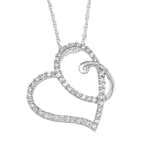 Silver Heart Necklace - BJSESP1078 Birmingham Jewelry Silver Necklace Birmingham Jewelry 