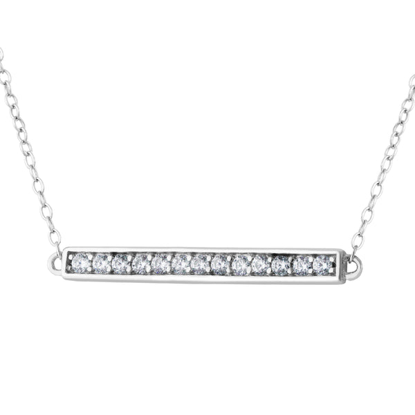 Silver Bar Necklace - BJSESP964WCZ Birmingham Jewelry Silver Necklace Birmingham Jewelry 