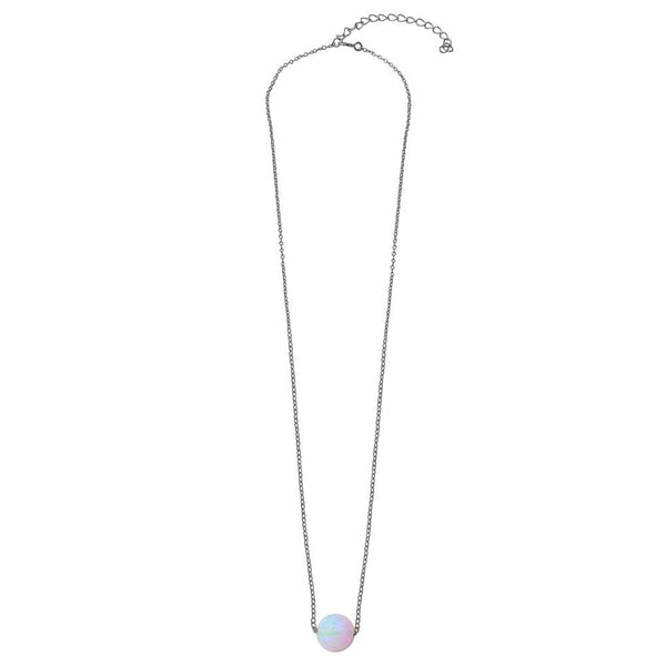 White Round Synthetic Opal Necklace Birmingham Jewelry Silver Necklace Birmingham Jewelry 