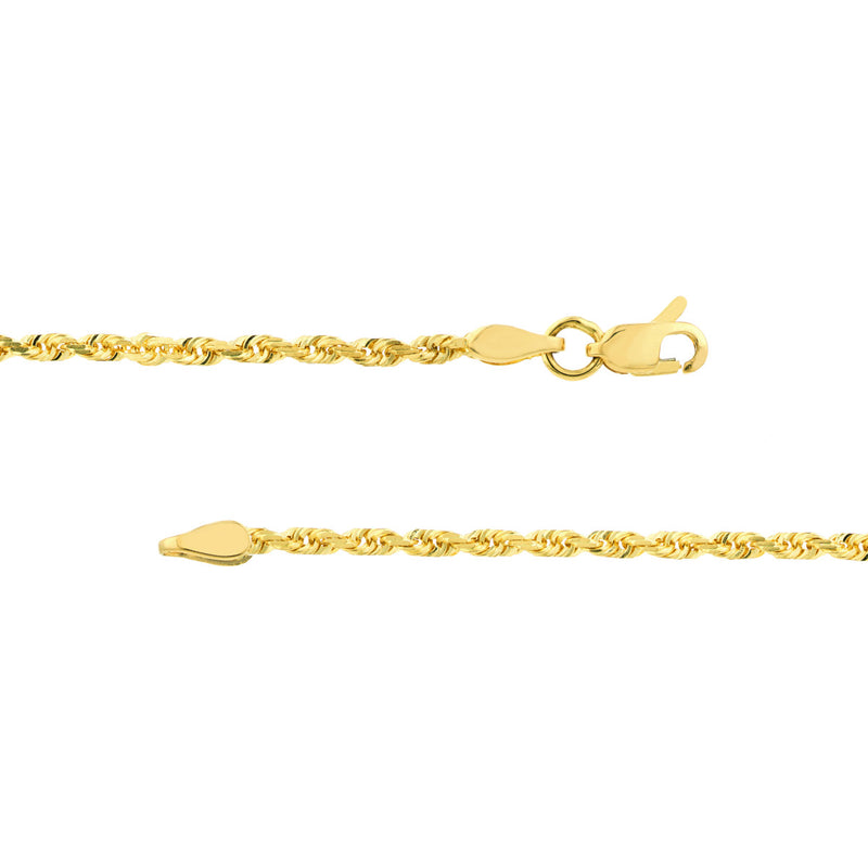 10K Gold 2.15mm D/C Rope Chain with Lobster Lock Birmingham Jewelry Chain Birmingham Jewelry 