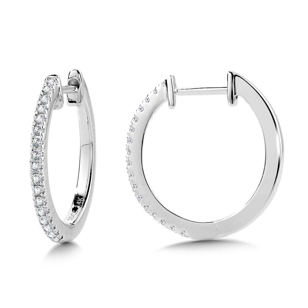 14K GOLD ROUND DIAMOND HUGGIE HOOP EARRINGS Birmingham Jewelry Earrings Birmingham Jewelry 