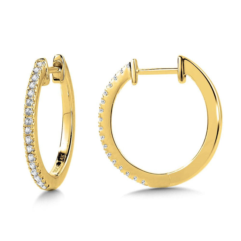 14K GOLD ROUND DIAMOND HUGGIE HOOP EARRINGS Birmingham Jewelry Earrings Birmingham Jewelry 