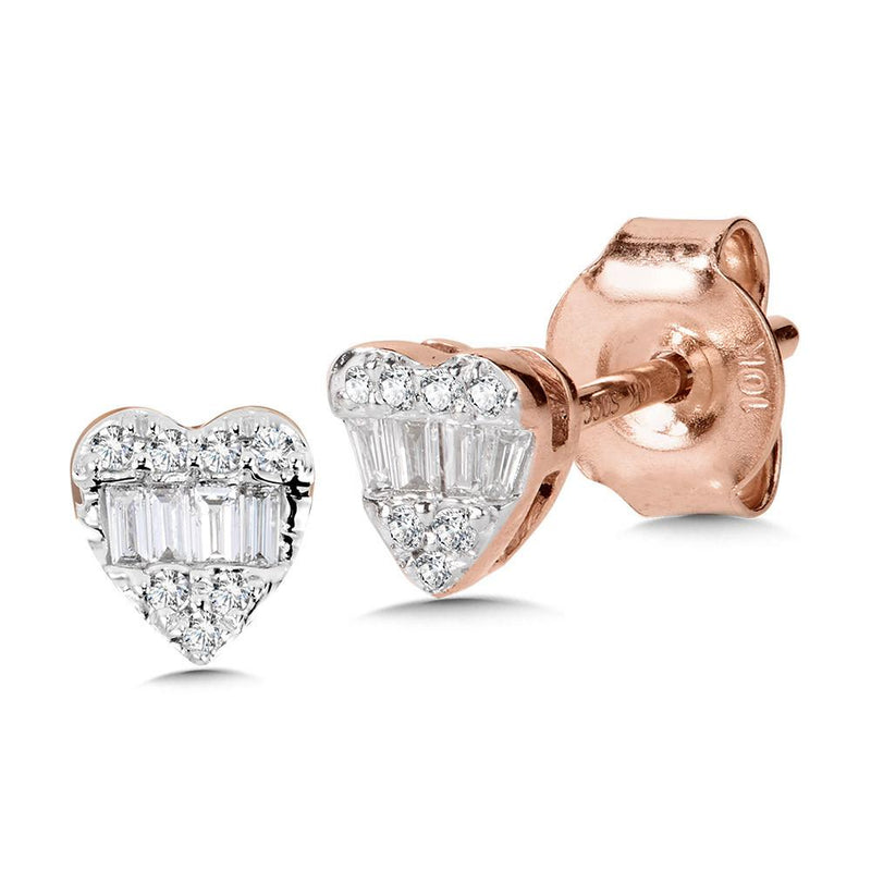 10K BAGUETTE DIAMOND HEART EARRINGS Birmingham Jewelry Earrings Birmingham Jewelry 