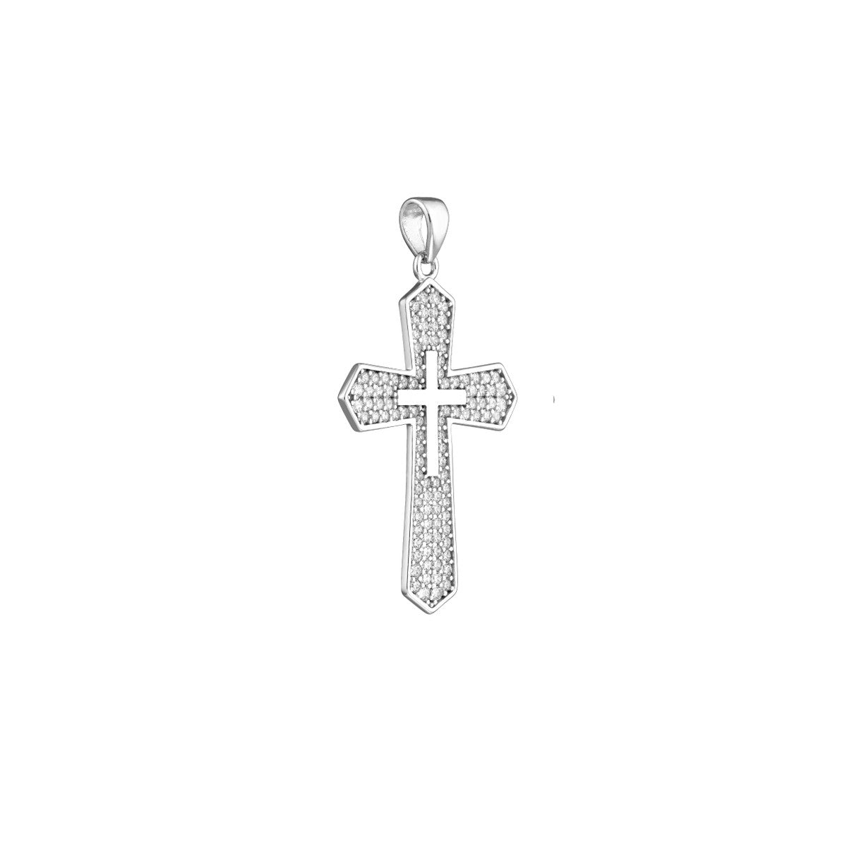 10K White Gold Large CZ Cross and Small Cross Pendant Birmingham Jewelry Pendant Birmingham Jewelry 