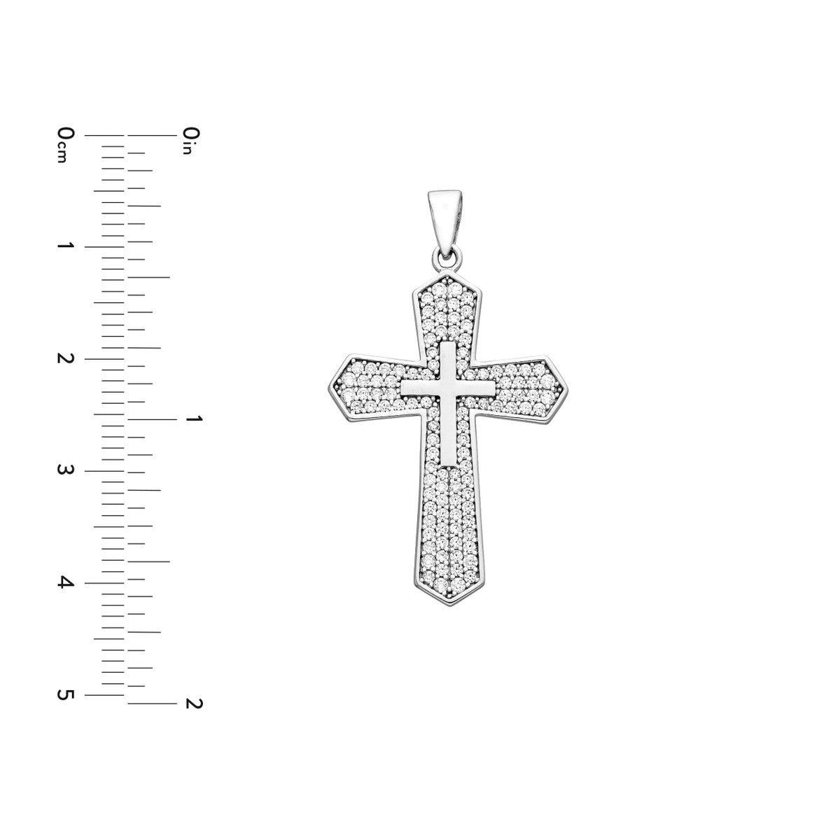 10K White Gold Large CZ Cross and Small Cross Pendant Birmingham Jewelry Pendant Birmingham Jewelry 