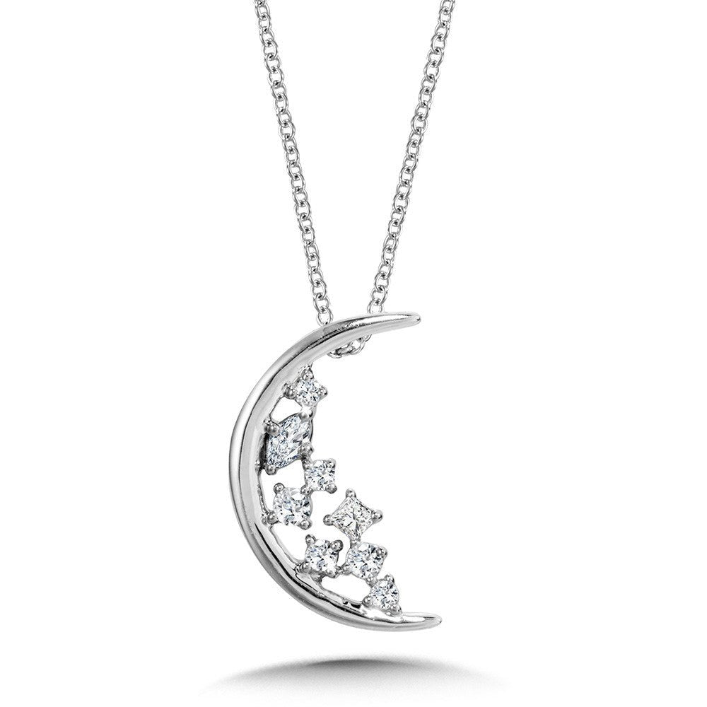 10K WHITE GOLD SCATTERED DIAMOND & CRESCENT-SHAPED CONSTELLATION PENDANT Birmingham Jewelry Pendant Birmingham Jewelry 