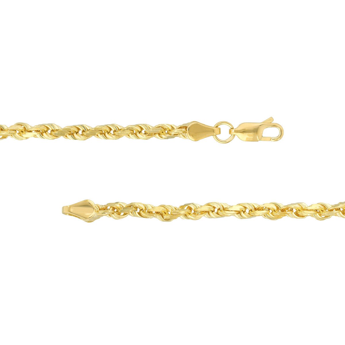 10K Yellow Gold 3.8mm D/C Rope Chain with Lobster Lock Birmingham Jewelry Chain Birmingham Jewelry 