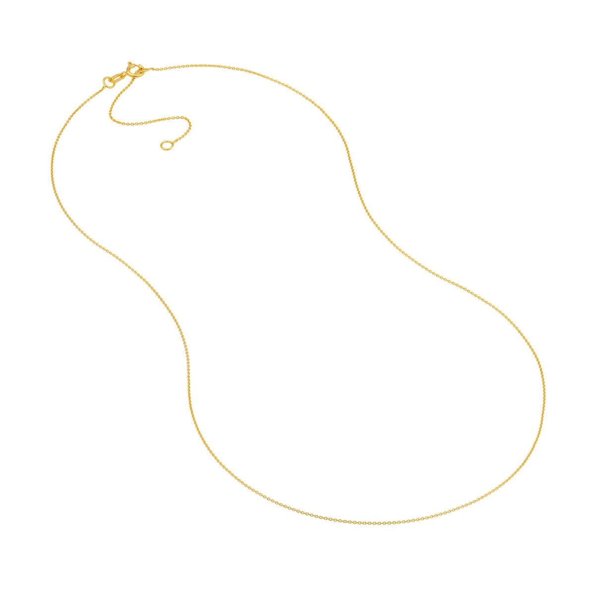 14K Gold 0.7mm Adjustable Cable Chain with Spring Ring Birmingham Jewelry Chain Birmingham Jewelry 