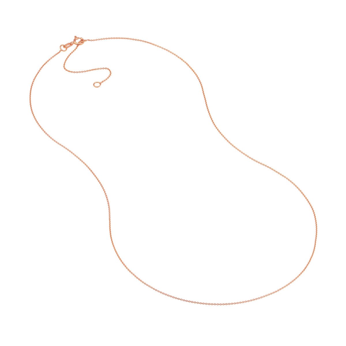 14K Gold 0.7mm Adjustable Cable Chain with Spring Ring Birmingham Jewelry Chain Birmingham Jewelry 
