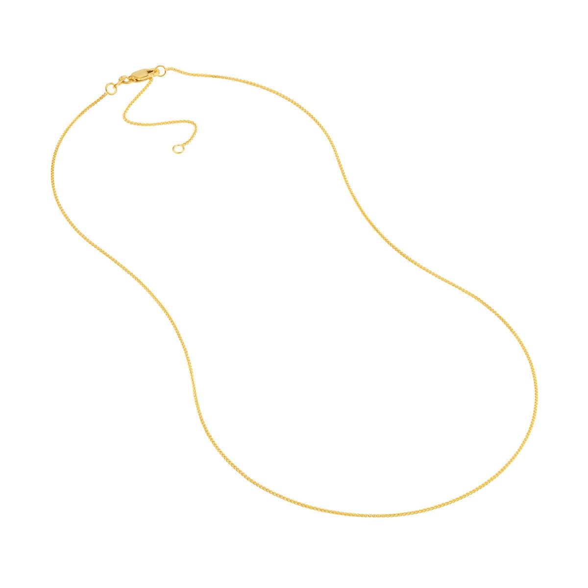 14K Gold 0.85mm Adjustable Wheat Chain with Lobster Lock Birmingham Jewelry Chain Birmingham Jewelry 