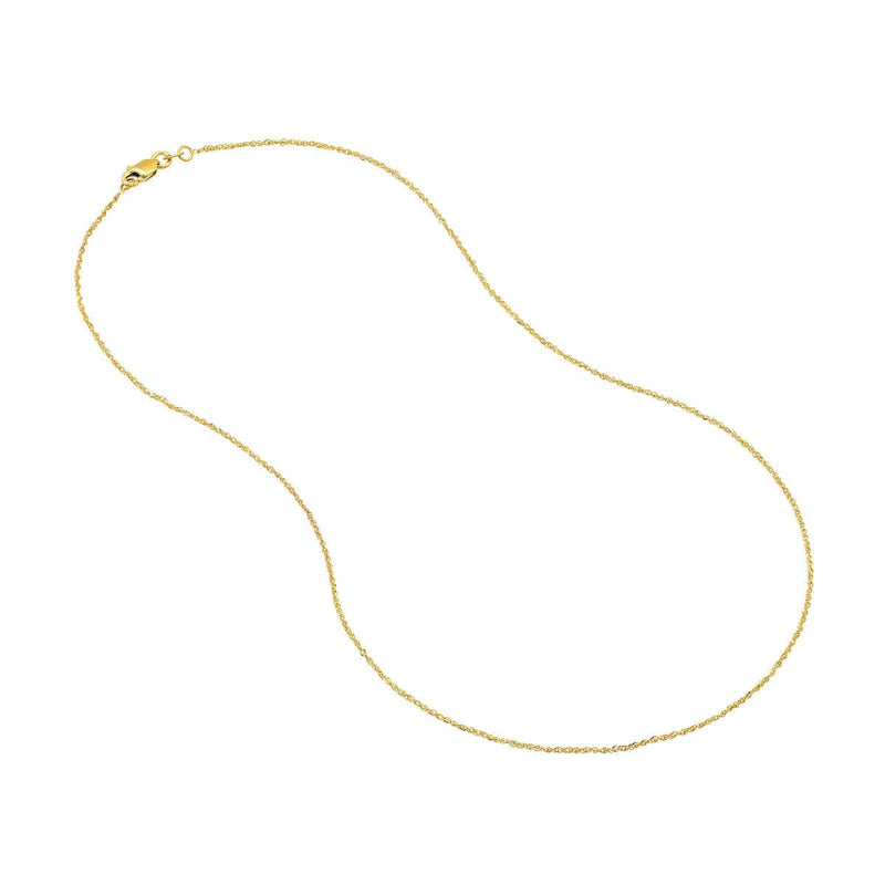 14K Gold 0.85mm Sparkle Singapore Chain with Lobster Lock Birmingham Jewelry Chain Birmingham Jewelry 