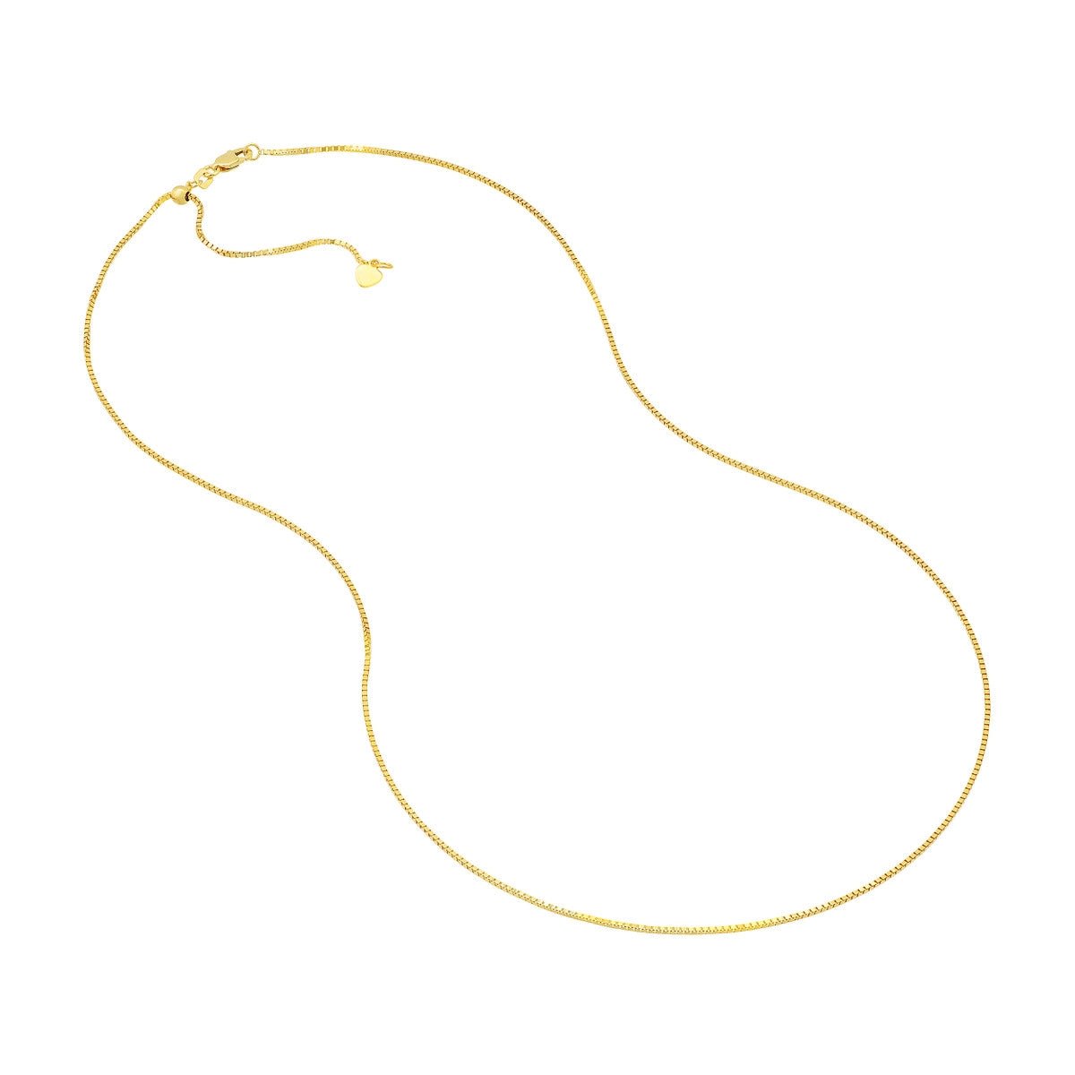 14K Gold 0.96mm Box Chain with Slider Birmingham Jewelry Chain Birmingham Jewelry 