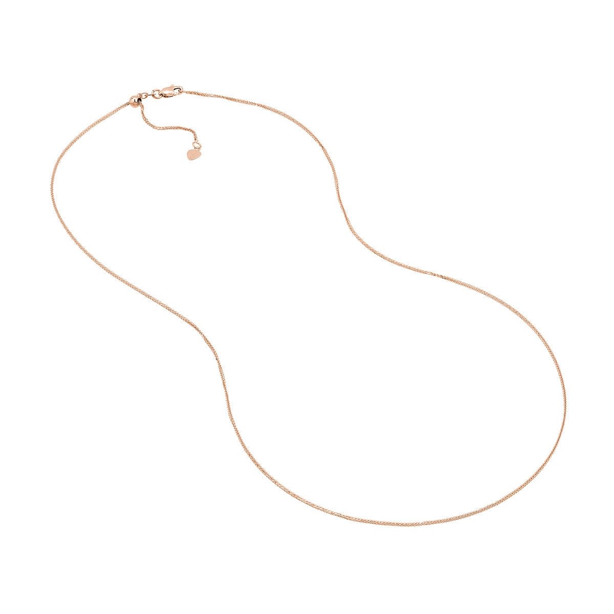 14K Gold 1.15mm Square Wheat Chain with Slider Bead Birmingham Jewelry Chain Birmingham Jewelry 