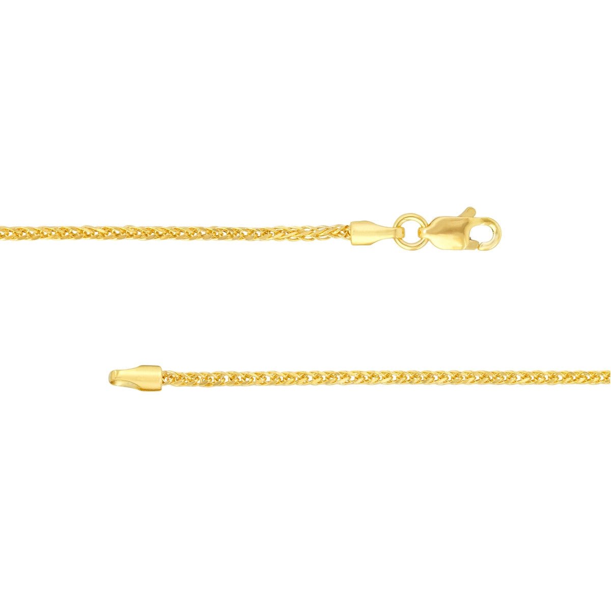 14K Gold 1.25mm Hollow Sq Wheat 030 Ll Endcaps Birmingham Jewelry Chain Birmingham Jewelry 