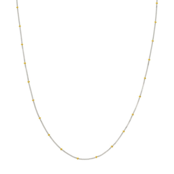 14K Gold 1.5mm Two-Tone Saturn Curb Chain with Lobster Lock Birmingham Jewelry Chain Birmingham Jewelry 