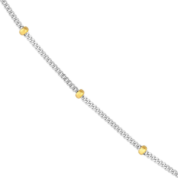 14K Gold 1.5mm Two-Tone Saturn Curb Chain with Lobster Lock Birmingham Jewelry Chain Birmingham Jewelry 