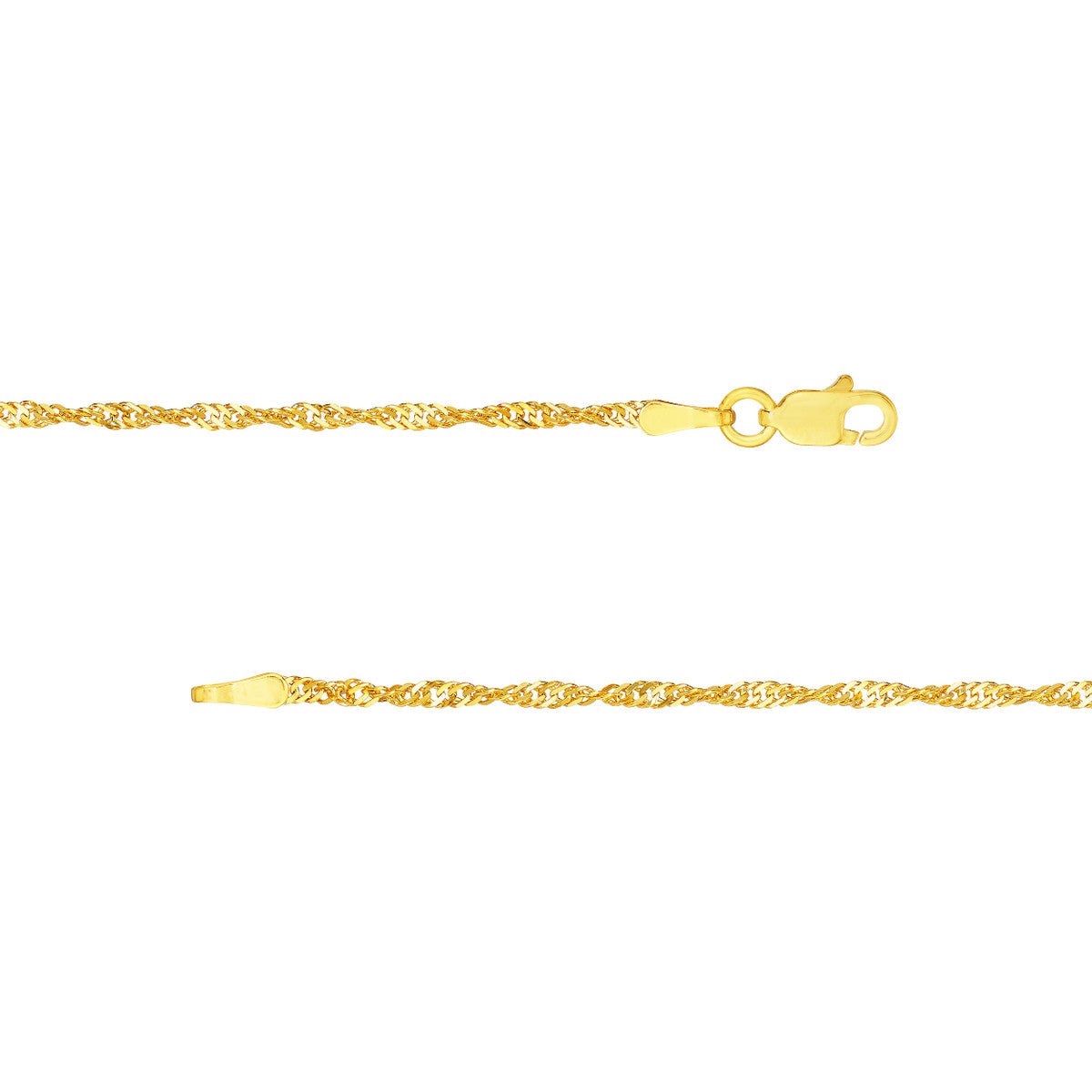 14K Gold 1.70mm Singapore Chain with Lobster Lock Birmingham Jewelry Gold Chain Birmingham Jewelry 