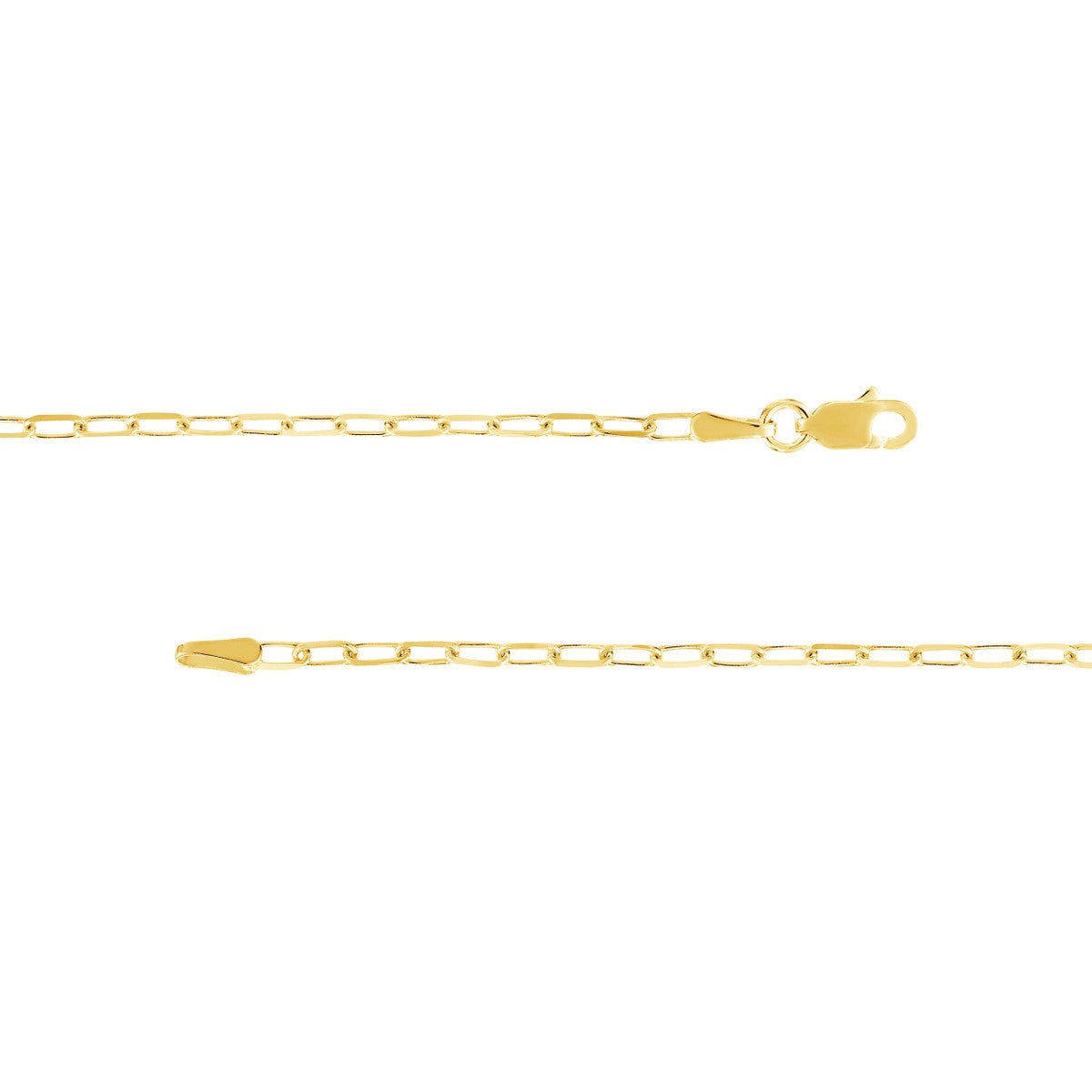 14K Gold 1.95mm D/C Paper Clip Chain with Lobster Lock Bracelet Birmingham Jewelry Bracelet Birmingham Jewelry 