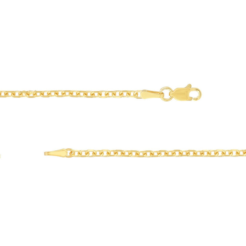 Birmingham Jewelry - 14K Gold 2.3mm D/C Cable Chain with Lobster - Birmingham Jewelry