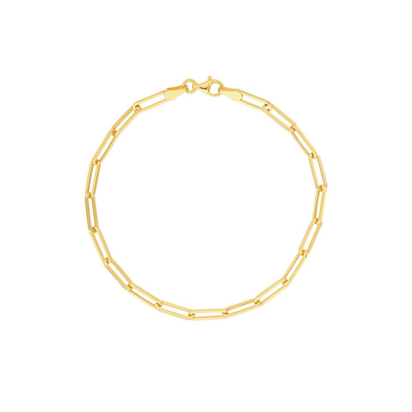 Birmingham Jewelry - 14K Gold 3.80mm Hollow Paper Clip Chain with Pear Lock - Birmingham Jewelry