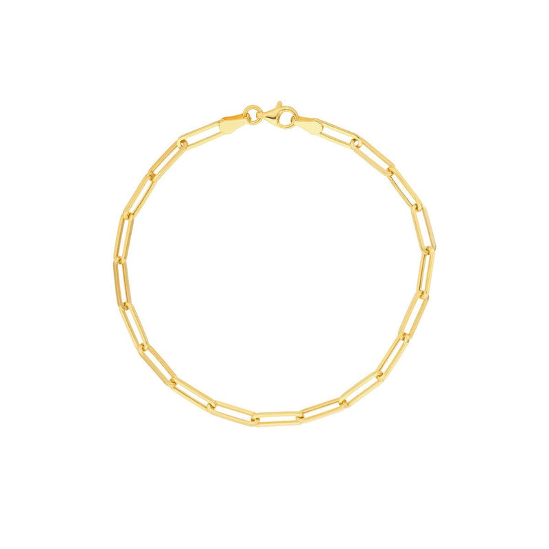 Birmingham Jewelry - 14K Gold 3.80mm Hollow Paper Clip Chain with Pear Lock - Birmingham Jewelry