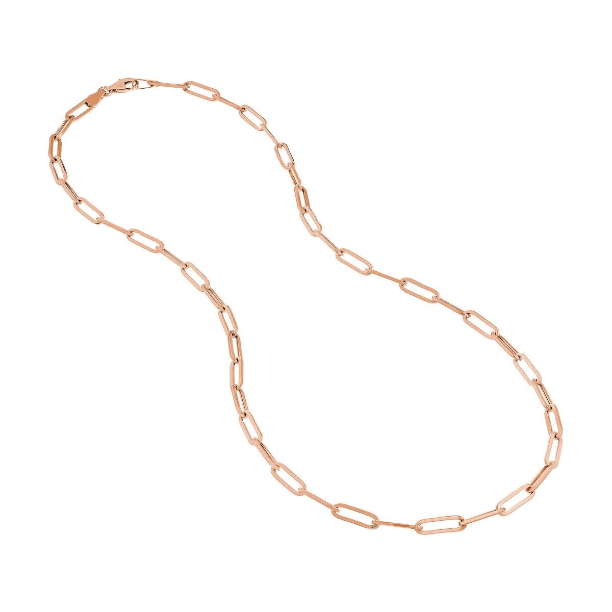 14K Gold 3.80mm Hollow Paper Clip Chain with Pear Lock Birmingham Jewelry Gold Chain Birmingham Jewelry 