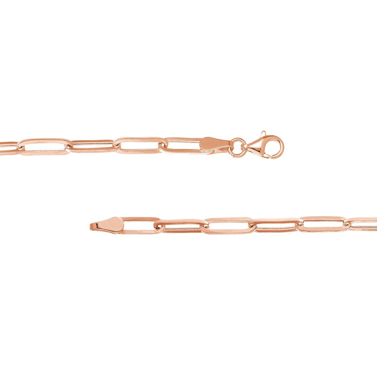 14K Gold 3.80mm Hollow Paper Clip Chain with Pear Lock Birmingham Jewelry Gold Chain Birmingham Jewelry 