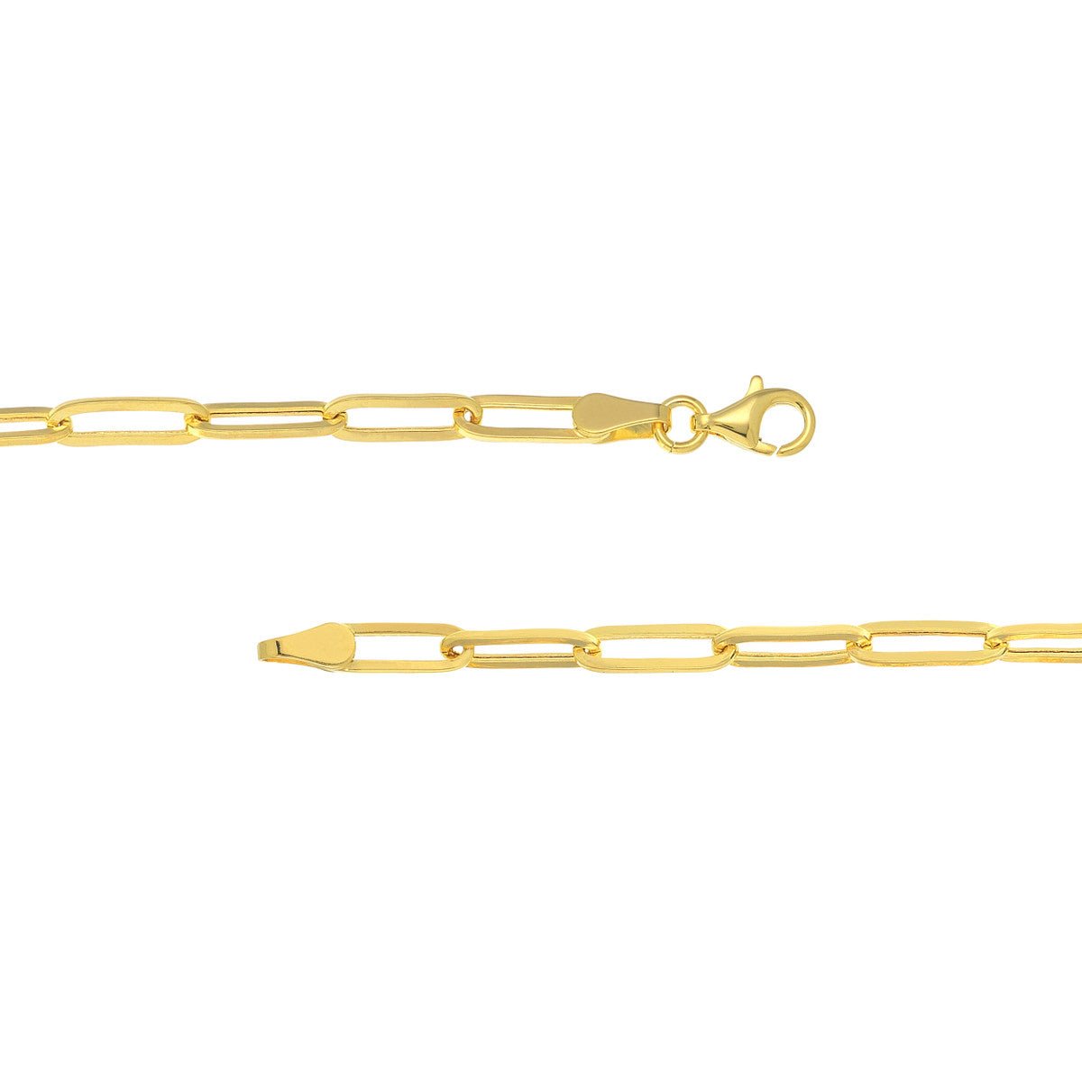 14K Gold 3.80mm Hollow Paper Clip Chain with Pear Lock Birmingham Jewelry Gold Chain Birmingham Jewelry 