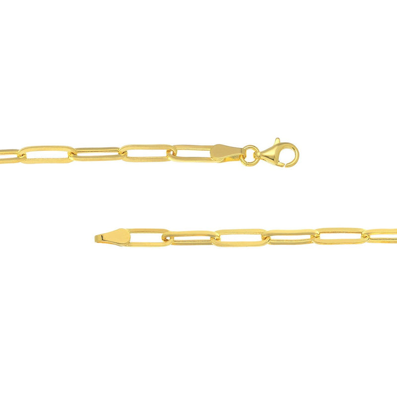 14K Gold 3.80mm Hollow Paper Clip Chain with Pear Lock Birmingham Jewelry Chain Birmingham Jewelry 