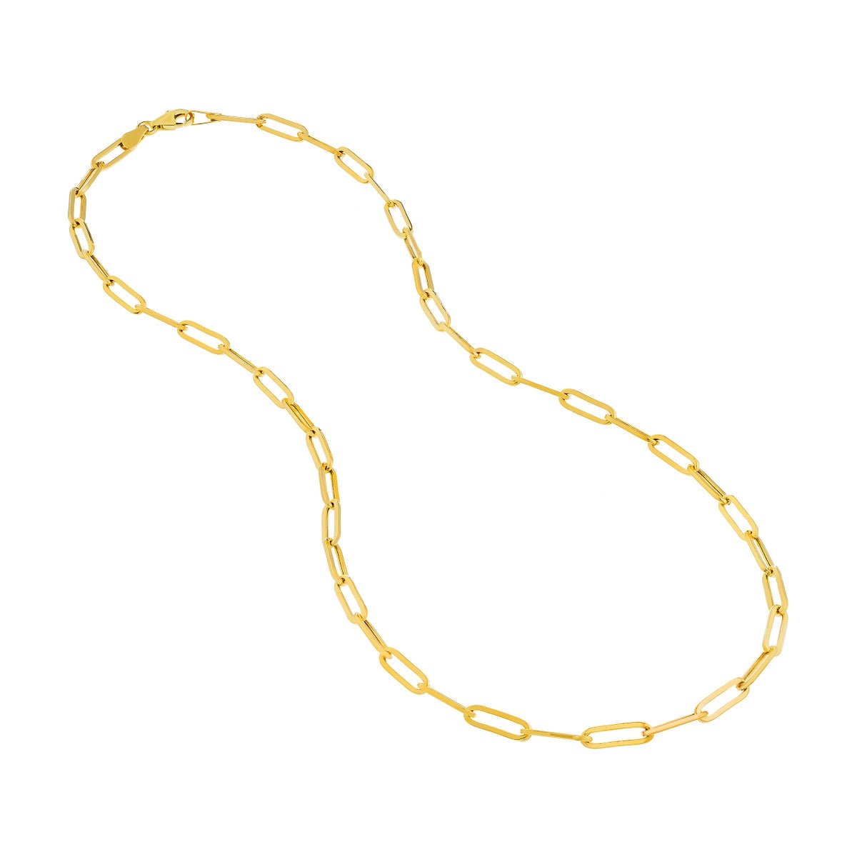 14K Gold 3.80mm Hollow Paper Clip Chain with Pear Lock Birmingham Jewelry Gold Chain Birmingham Jewelry 