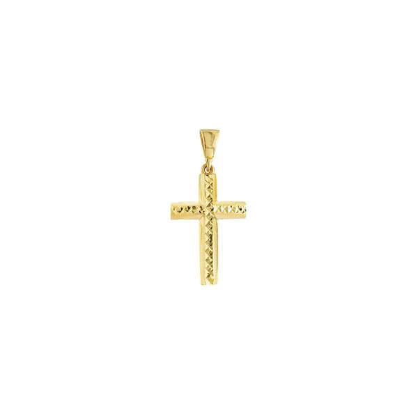 Birmingham Jewelry - 14K Gold 3D Diamond Cut Top Cross Pendant - Birmingham Jewelry