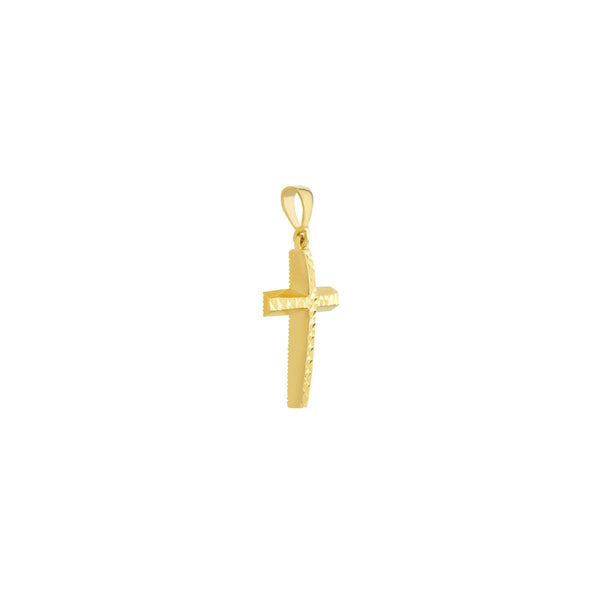 Birmingham Jewelry - 14K Gold 3D Diamond Cut Top Cross Pendant - Birmingham Jewelry