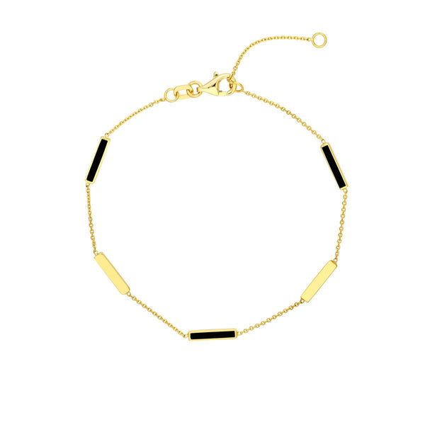 Birmingham Jewelry - 14K Gold Black Enamel Alternating Bar Bracelet - Birmingham Jewelry