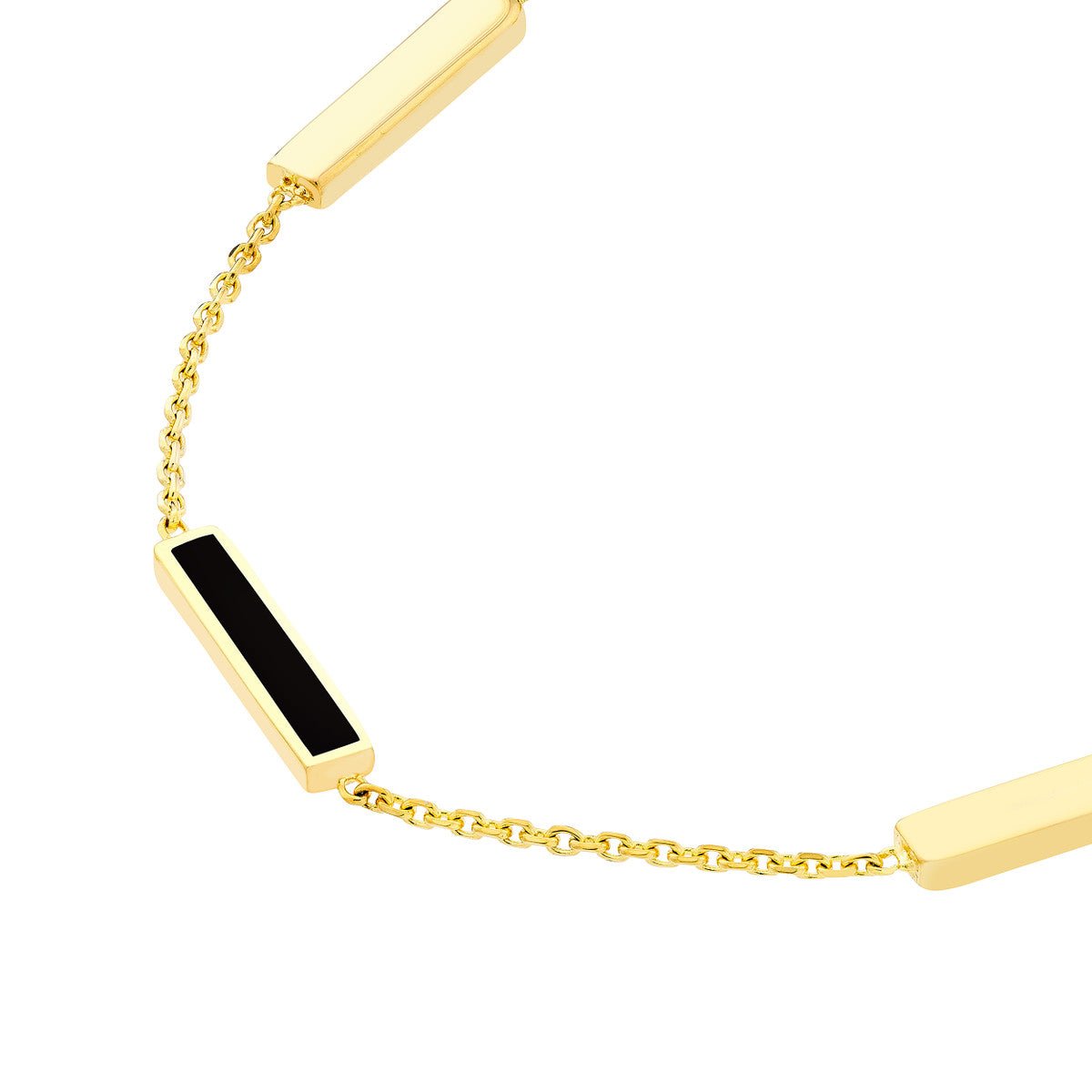 Birmingham Jewelry - 14K Gold Black Enamel Alternating Bar Bracelet - Birmingham Jewelry