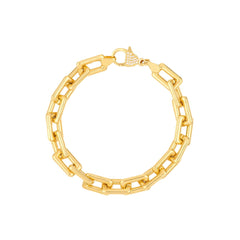 14K Yellow Gold Chunky Paper Clip Bracelet with Diamond Lock Bracelet