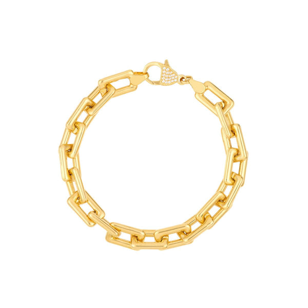 Birmingham Jewelry - 14K Gold Chunky Paper Clip Bracelet with Diamond Lock - Birmingham Jewelry
