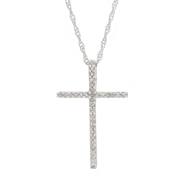 14K White Gold Cross Pendant With Diamonds Birmingham Jewelry Necklace Birmingham Jewelry 