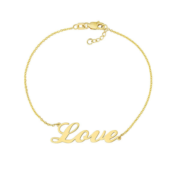 Birmingham Jewelry - 14K Gold Cursive Love Adjustable Bracelet - Birmingham Jewelry