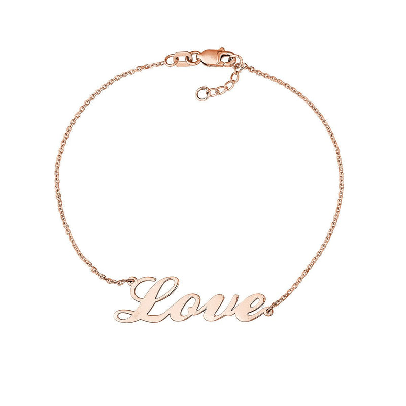 Birmingham Jewelry - 14K Gold Cursive Love Adjustable Bracelet - Birmingham Jewelry