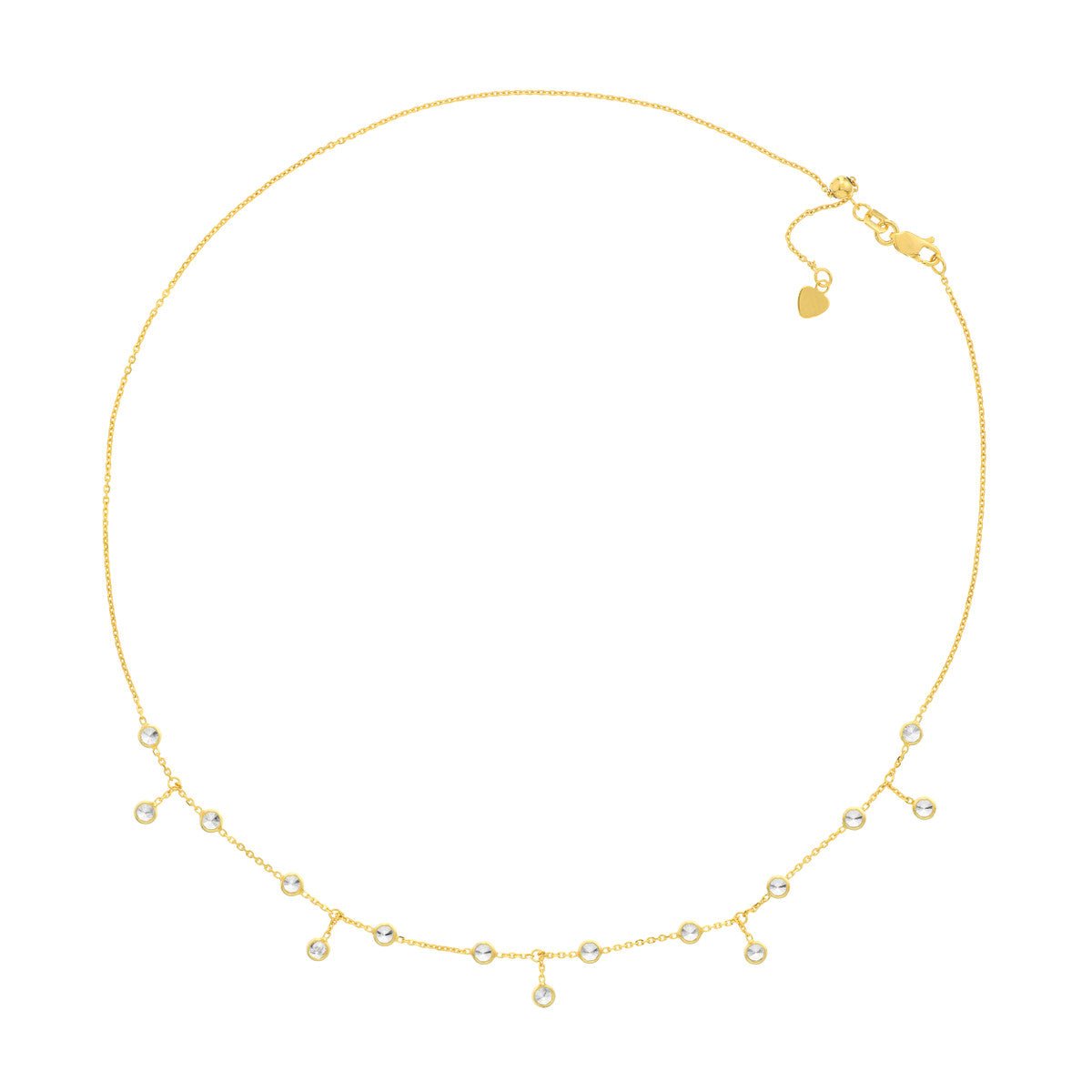 Birmingham Jewelry - 14K Gold CZ Bezel Station and Drop Adjustable Choker - Birmingham Jewelry